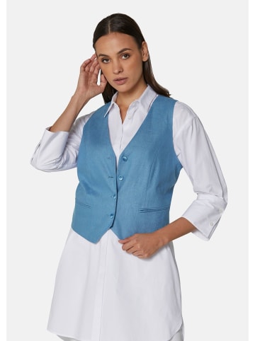 MADELEINE Kurze Leinenweste in hellkobaltblau