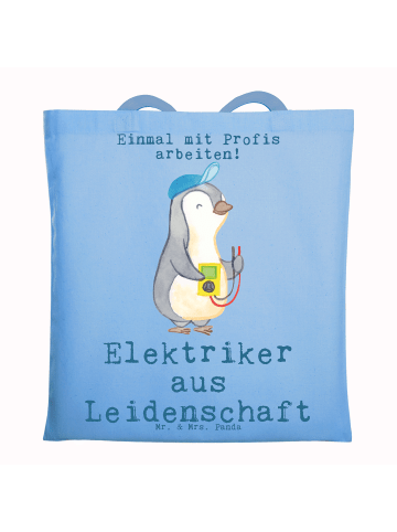 Mr. & Mrs. Panda Tragetasche Elektriker Leidenschaft mit Spruch in Sky Blue