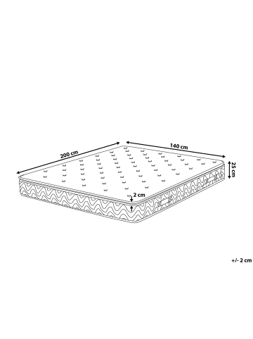 Beliani Matratze JOY in Weiß/Grau - (W) 140 x (H) 25 x (L) 200 cmH2/3 Mittel
