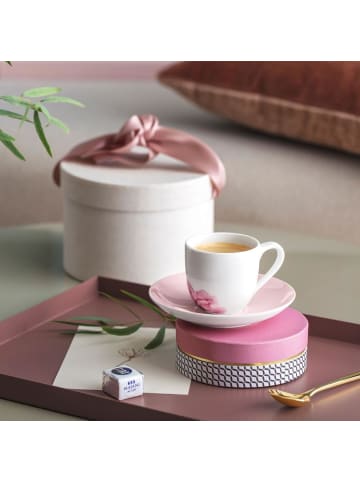 Villeroy & Boch 6er Set Espressotassen mit Untertassen Rose Garden 70 ml in rosa