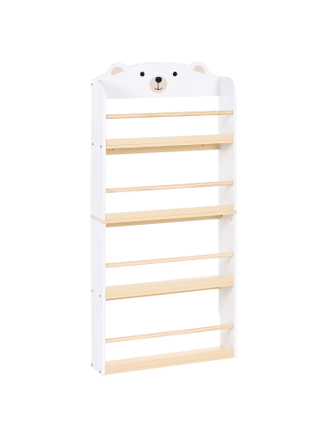 Beliani Bücherregal MIMILI in Weiß/Braun - (W) 60 x (H) 124 x (L) 15 cm