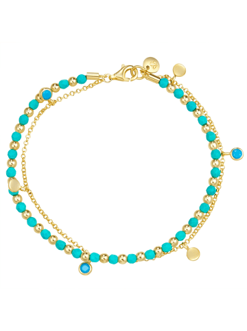 Glanzstücke München Armband aus Sterling Silber mit Türkis in gelbgold