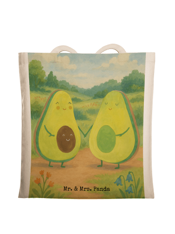 Mr. & Mrs. Panda Tragetasche Avocado Pärchen Design ohne Spruch in Weiß