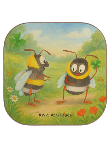 Mr. & Mrs. Panda Holzuntersetzer Bienen Paar Design ohne Spruch in Weiß