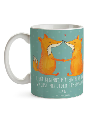 Mr. & Mrs. Panda Tasse Hochzeit Liebe mit Spruch in Meeresbrise