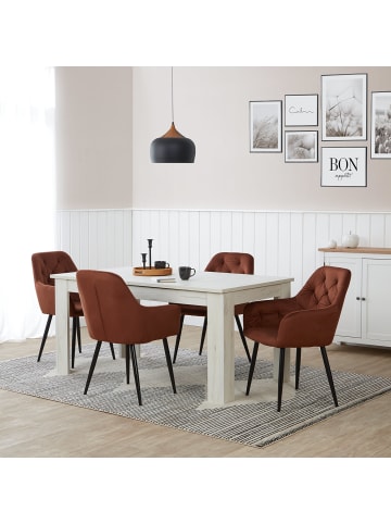 Homestyle4u Polsterstuhl 2er Set mit Armlehne in Braun