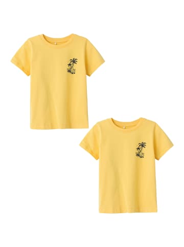 name it T-Shirt 2er-Set kurzarm normal geschnitten Rundhals in Gelb-2