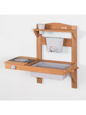 roba Kinder Matschküche zum Hängen – Outdoor Spielküche mit Wasserspender, teak