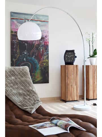 SalesFever Bogenlampe 208 cm höhenverstellbar dimmbar Marmorfuß und Lampenschirm in Weiß
