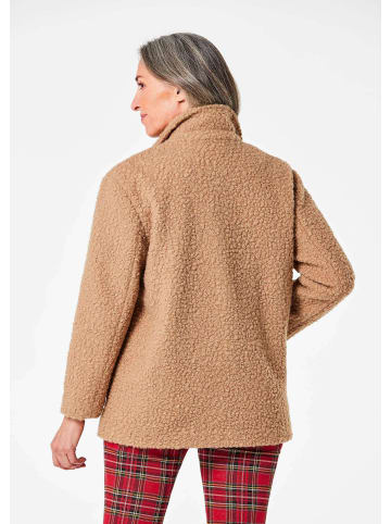 GOLDNER Kurzgröße:  Teddyjacke Stilvolle Kurzjacke mit Stehkragen in camel