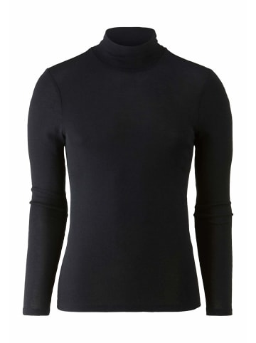Hessnatur Hessnatur Roll-Neck Longsleeve Fitted aus Bio-Merinowolle und Seide in schwarz