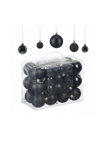 relaxdays 50-tlg. Weihnachtskugeln Set in Schwarz