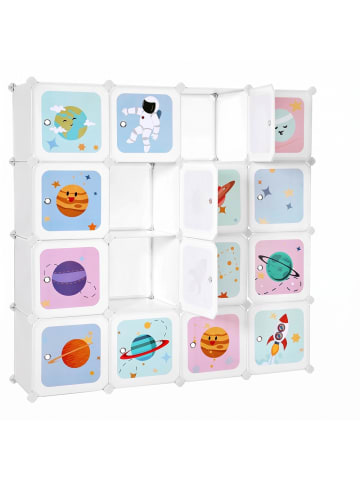 SONGMICS Kinderregal Damion in Weiß - (B)31 x (H)123 x (T)123 cm