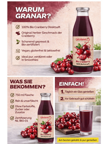 Granar Bio Cranberry Direktsaft von GranarBio (750ml)