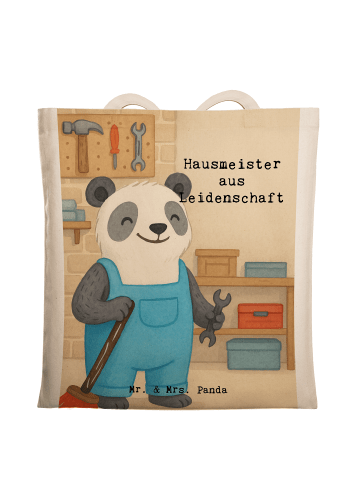 Mr. & Mrs. Panda Tote Bag Hausmeister Leidenschaft Design mit Sp... in Weiß