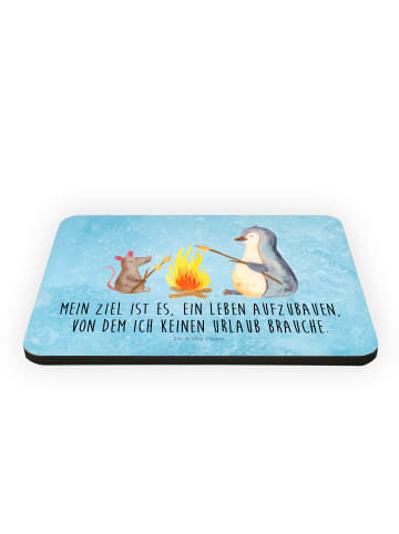 Mr. & Mrs. Panda Kühlschrankmagnet Pinguin Lagerfeuer mit Spruch in Eisblau