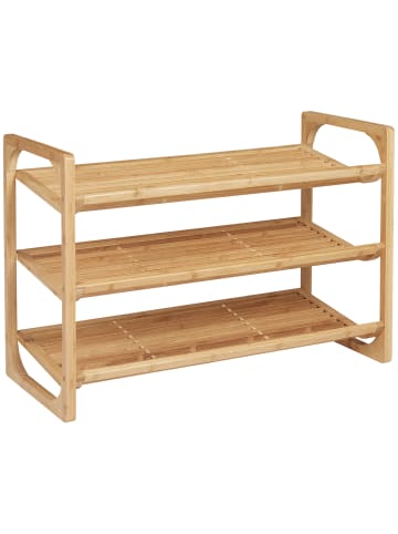 HOMCOM Schuhregal-76L x 33B x 51H cm-Naturholz