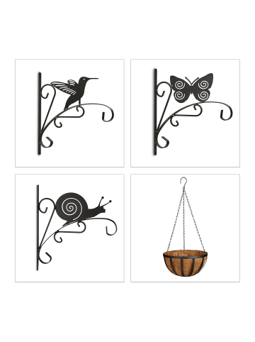 6tlg. Blumen-Set in Schwarz/ Braun