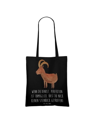 Mr. & Mrs. Panda Tote Bag Steinbock Perfektion mit Spruch in Schwarz