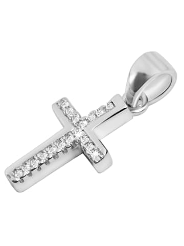 Adeliás Damen Anhänger – Kreuz Kreuzanhänger aus 925 Silber mit Zirkonia in silber