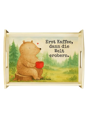 Mr. & Mrs. Panda Serviertablett Bär Kaffee Design mit Spruch in Weiß