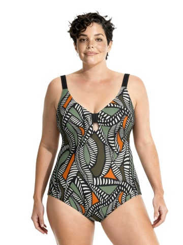 Ulla Popken Badeanzug in dunkel khaki