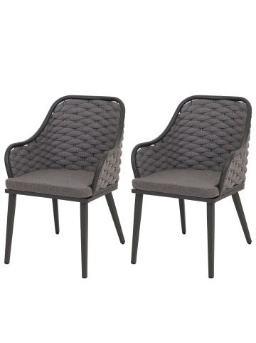 MCW 2er-Set Gartenstuhl O16, Anthrazit Kissen dunkelgrau
