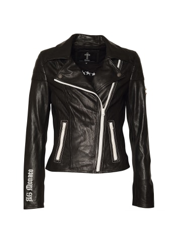 Roberto Geissini Alla Lederjacke Schwarz Weiß