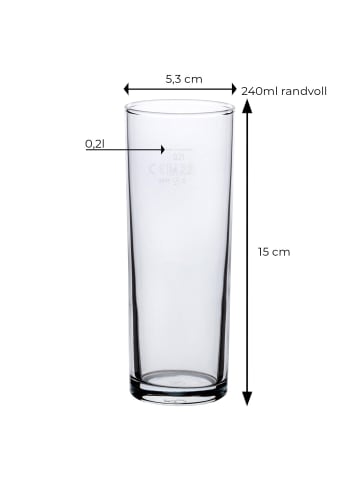 LUXENTU Kölschglas Kölner Stange mit Gravur 65. Jubiläum 0,2 Liter transparent in transparent