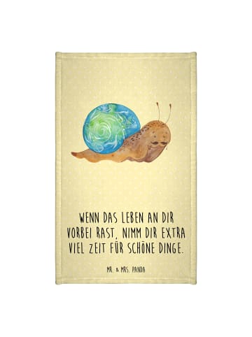 Mr. & Mrs. Panda Gästehandtuch Schnecke Sir mit Spruch in Gelb Pastell
