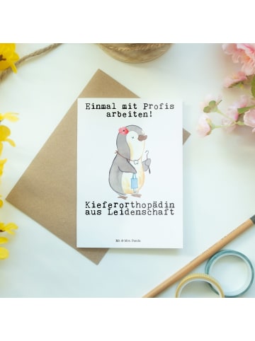 Mr. & Mrs. Panda Grußkarte Kieferorthopädin Leidenschaft mit Spruch in Weiß