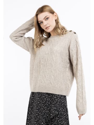 DreiMaster Vintage Damen Strick Pullover in Beige Melange