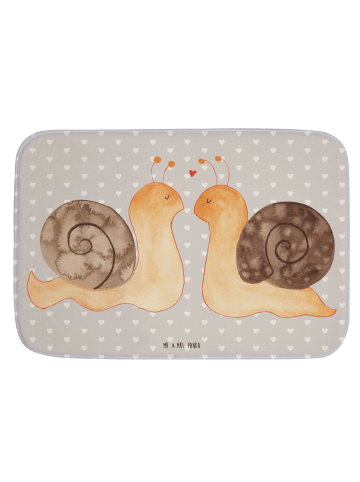 Mr. & Mrs. Panda Duschvorleger Schnecken Liebe ohne Spruch in Grau Pastell