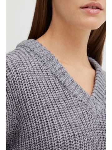 Oxmo Strickpullover OXNanny 21800122-ME  Strickpullover mit V-Ausschnitt in Grau