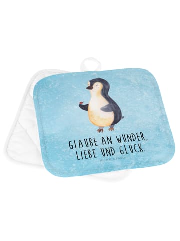 Mr. & Mrs. Panda Topflappen Pinguin Marienkäfer mit Spruch in Eisblau
