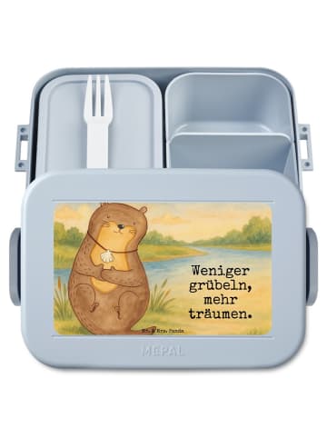 Mr. & Mrs. Panda Snackbox Otter Muschel Design mit Spruch in Blau Pastell