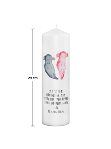 Mr. & Mrs. Panda Kerze Axolotl Freundin mit Spruch in Weiß