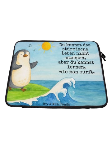Mr. & Mrs. Panda Notebook Tasche Pinguin Surfer Design mit Spruch in Weiß