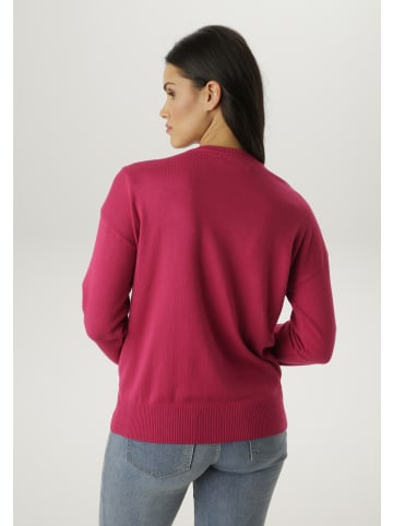 Aniston SELECTED Strickpullover in fuchsia-rosa-pink-silber