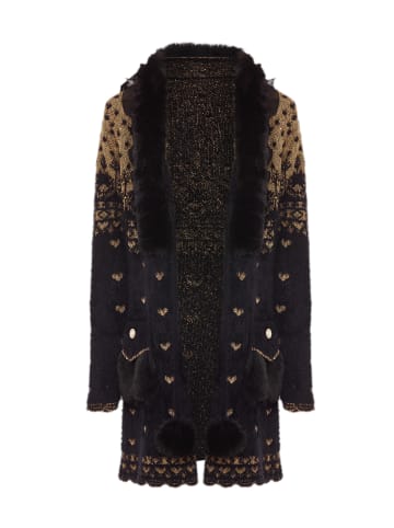 faina Damen Strickjacke in Schwarz Gold