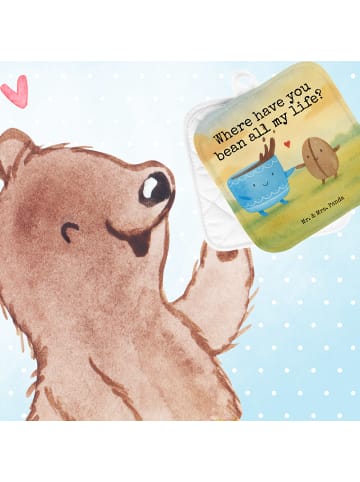 Mr. & Mrs. Panda Topflappen Kaffee Bohne Design mit Spruch in Weiß