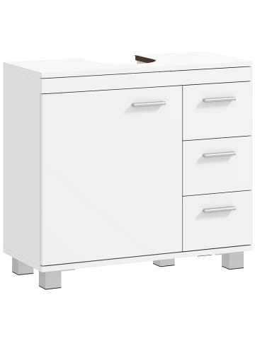 HOMCOM Waschbeckenunterschrank-70L x 30B x 64H cm-Weiß