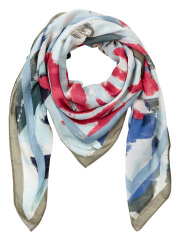 Camel Active Schal mit Allover Print in Weiß-Blau