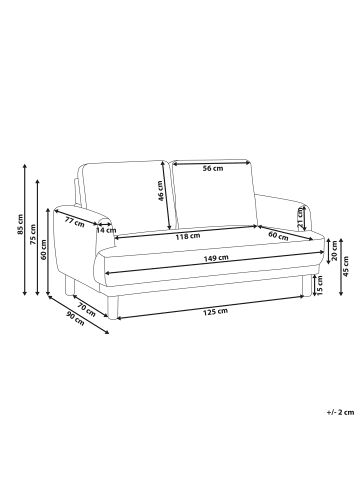Beliani 2-Sitzer Sofa TUVE in Weiß/Braun - (W) 149 x (H) 85 x (L) 90 cm