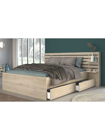 Parisot Schlafzimmer-Set Eiche japanisch, Set 2-teilig mit Stauraumbett und Kommode