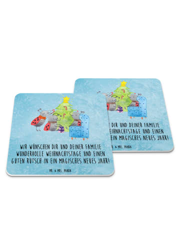 Mr. & Mrs. Panda Bierdeckel Weihnachten Smörle mit Spruch in Eisblau