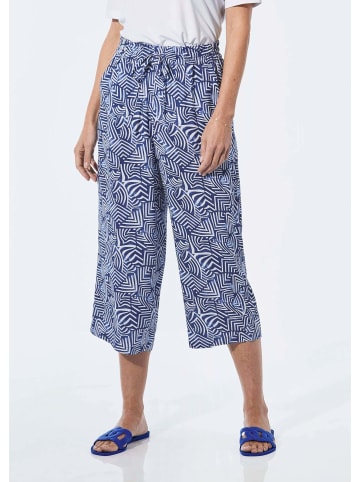 GOLDNER Kurzgröße:  Hose in royalblau / weiß / gemustert