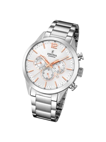 Festina Chronograph-Armbanduhr Festina Timeless Chronograph silber groß (ca. 43,5mm)