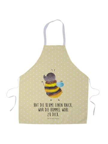 Mr. & Mrs. Panda Kochschürze Hummel flauschig mit Spruch in Gelb Pastell