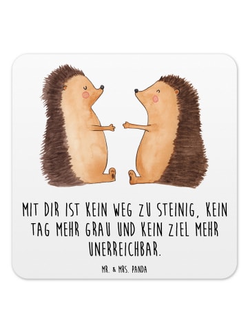 Mr. & Mrs. Panda Untersetzer für Gläser Igel Liebe mit Spruch in Weiß